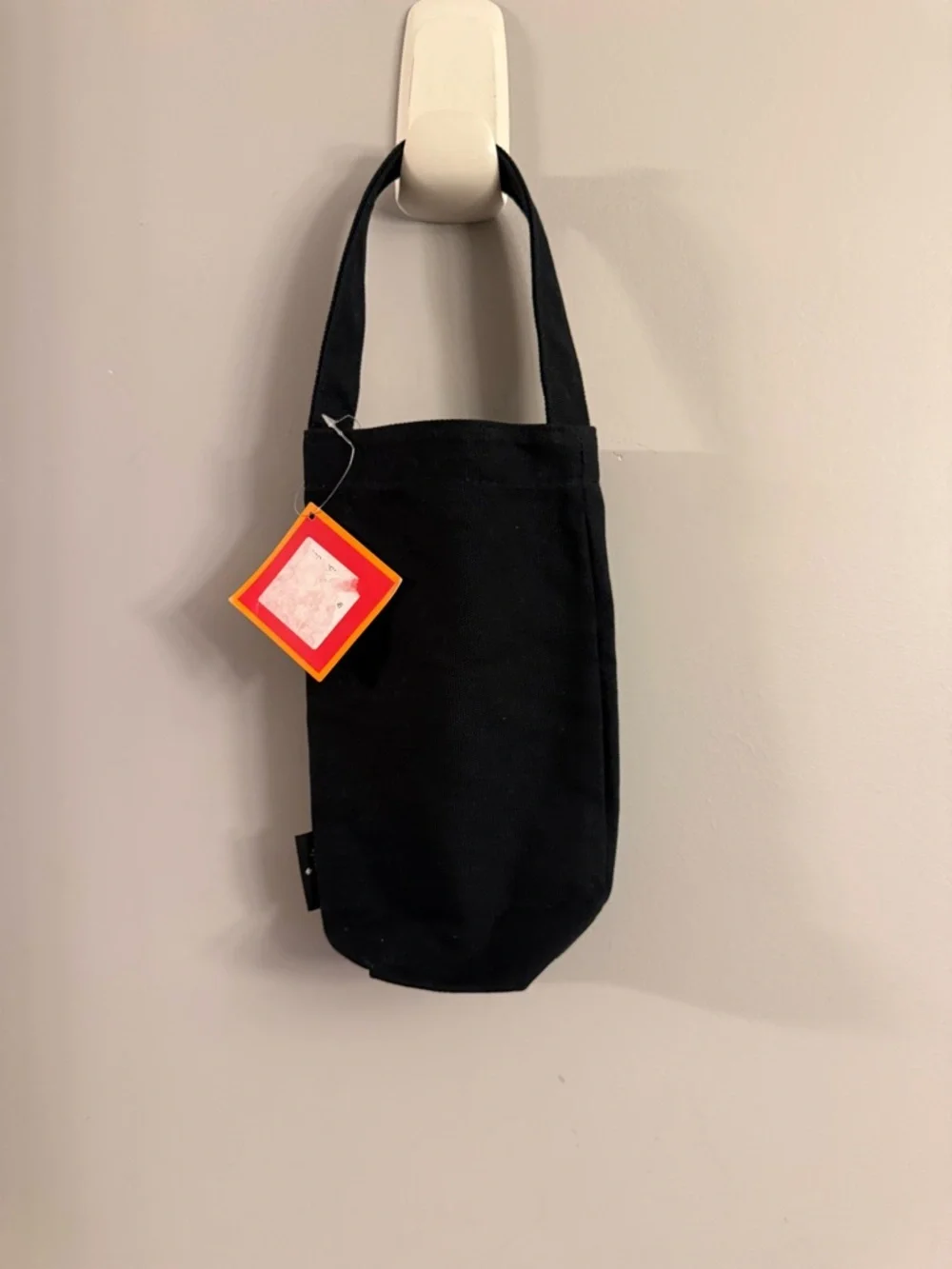 Kate Spade Cheers Black Canvas Wine Bottle Tote Bag Gold Lettering